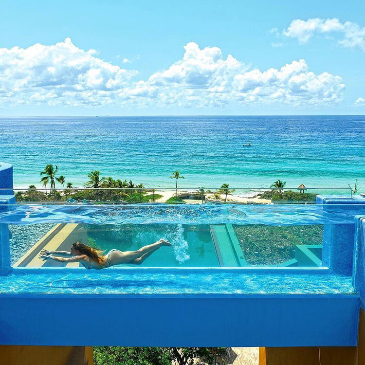 Piscina de acrílico à beira-mar ao ar livre é sua melhor escolha